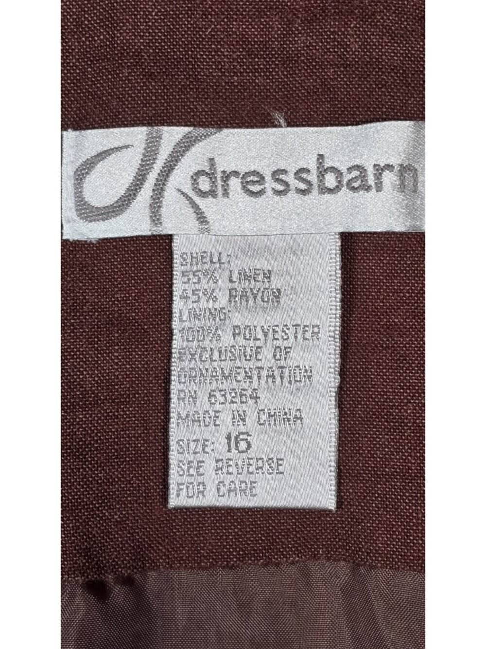 Dressbarn Brown Linen Blend A-Line Skirt Embroidered Sequin Boho Lined Women 16 - Picture 7 of 12